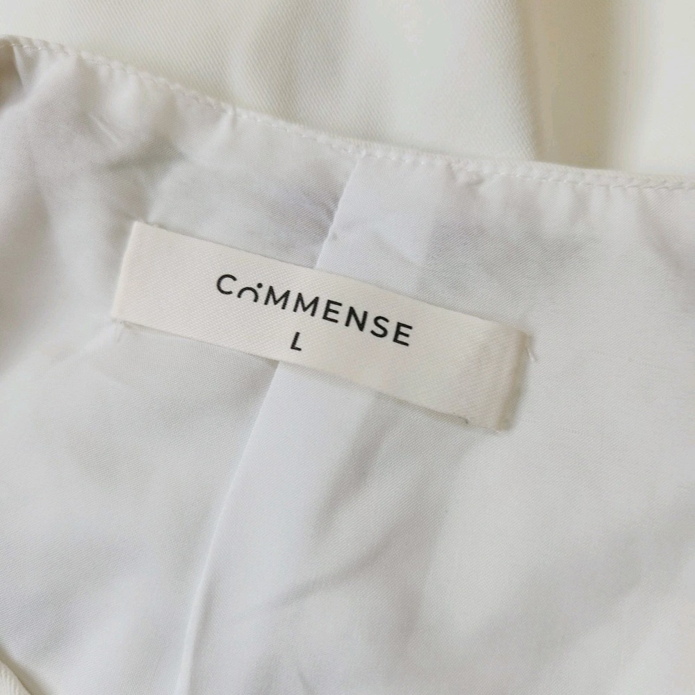 Commense Dress Embroidered Floral Button Front Ivory Mini A-line Size L - Picture 5 of 9